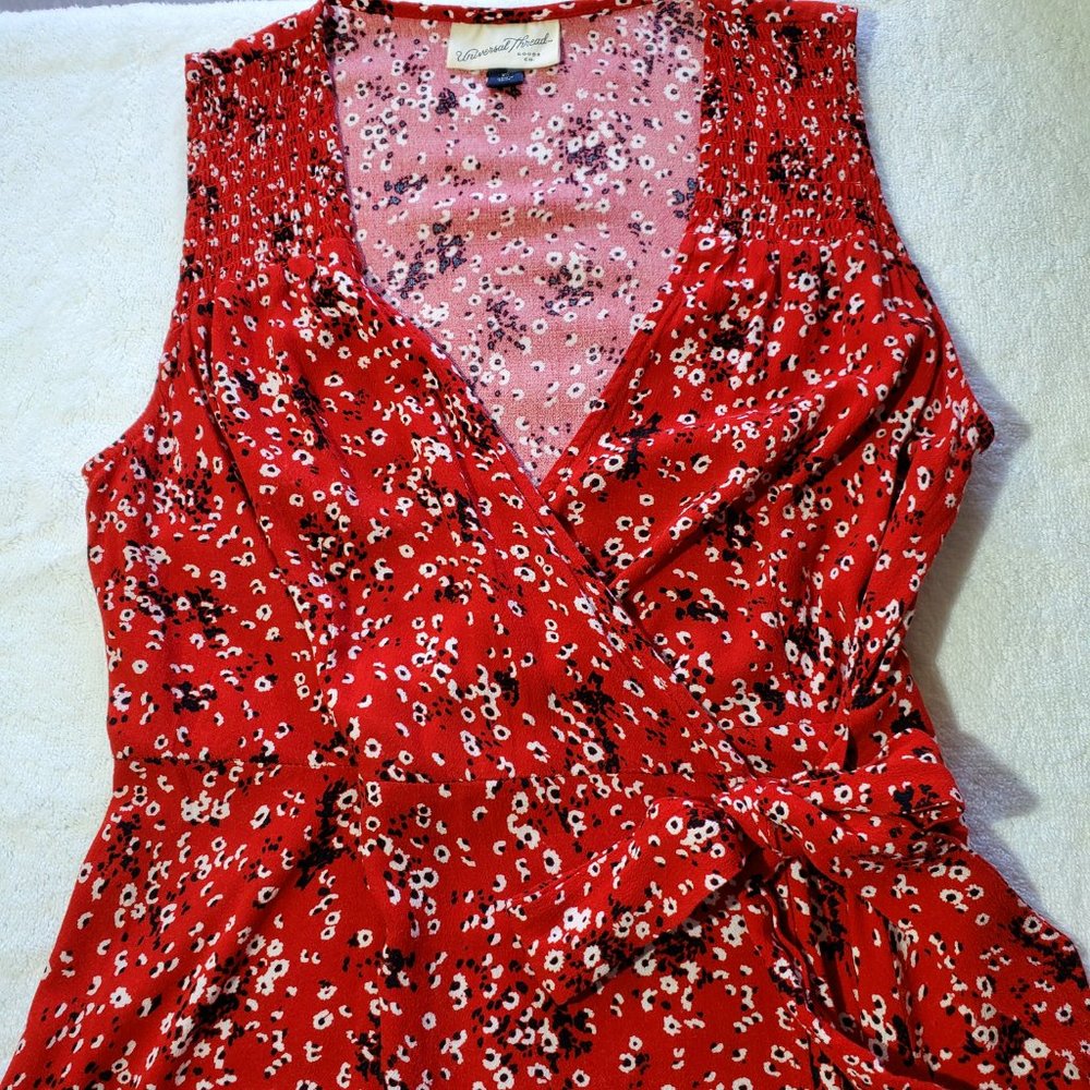 UNIVERSAL THREAD Red Wrap Around Sleeveless Dress, XS - Picture 5 of 10